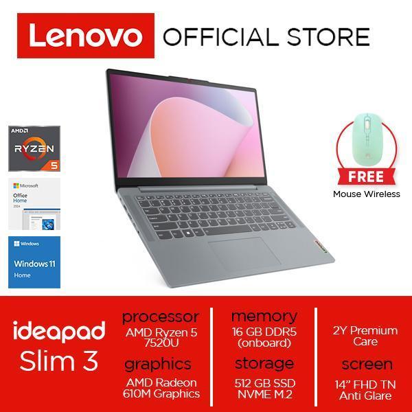 Lenovo IdeaPad Slim 3 14AMN8 Ryzen 5 7520U 16GB 512GB W11 OH24
