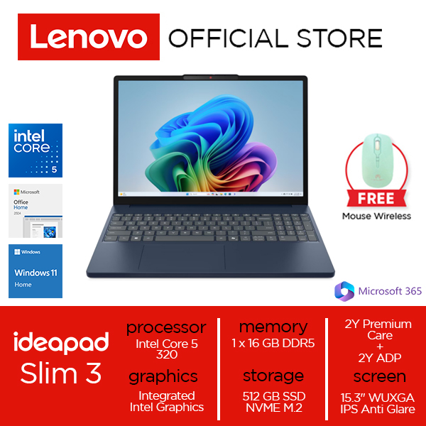 Lenovo IdeaPad Slim 3i 15IWC11 Core 5 320 16GB 512GB W11 OH24 M365 15.3"