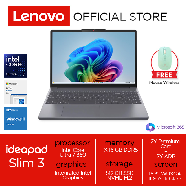 Lenovo IdeaPad Slim 3i 15IWC11 Core 7 350 16GB 512GB W11 OH24 M365 15.3"